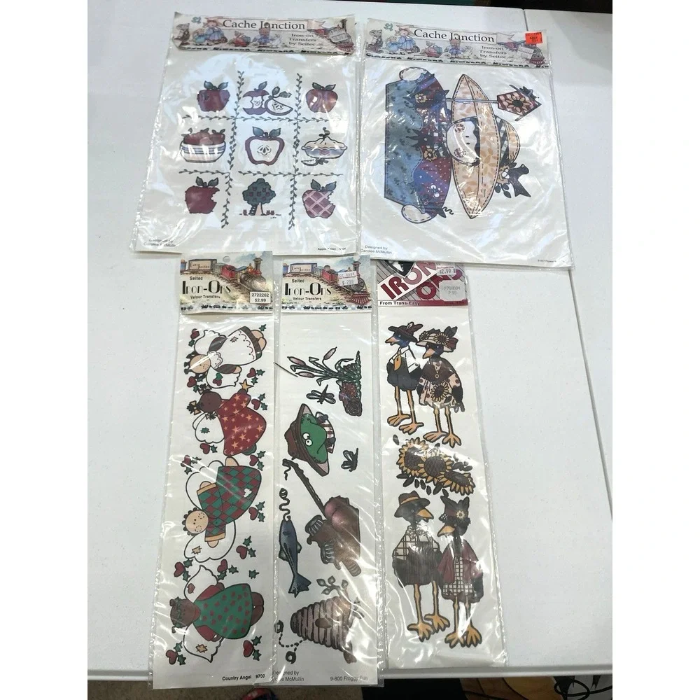 Vintage Cache Junction Seitec Velour Iron-on Transfers Lot Crows Angels Teacher
